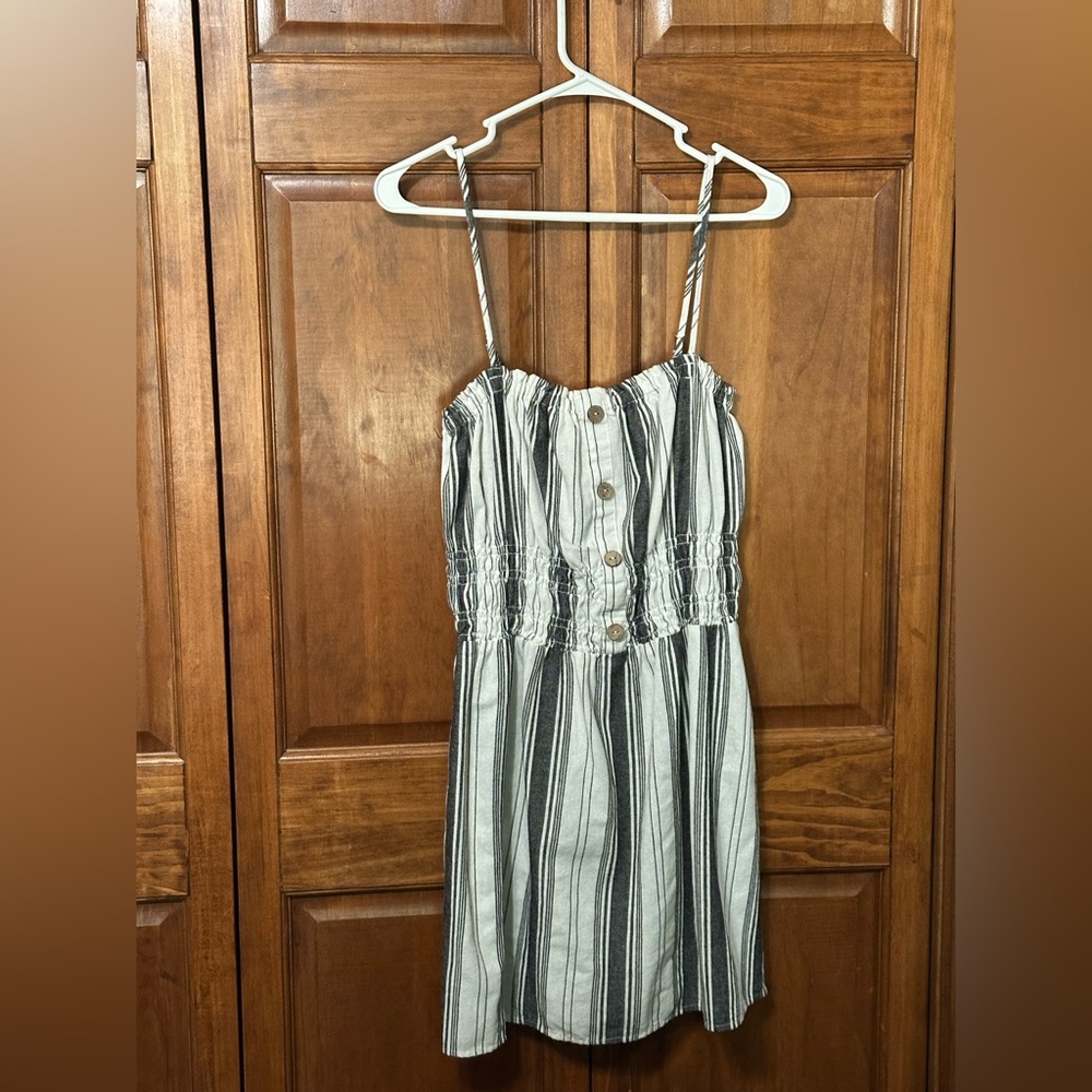 Striped Sleeveless Dress with Button Detail